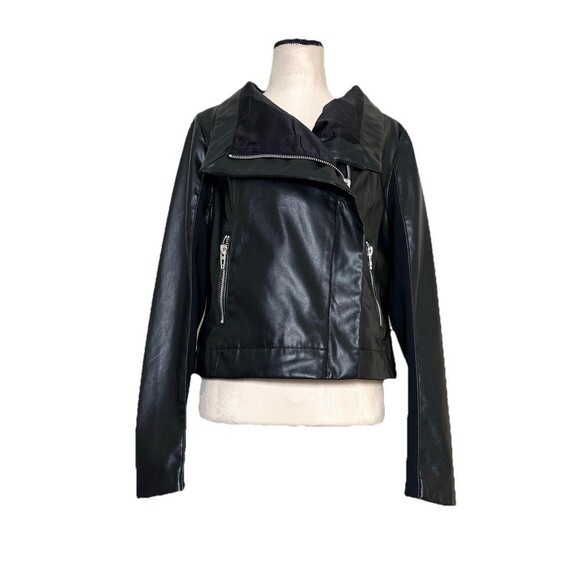 Blank NYC Women’s Vegan Black Leather Moto Jacket Size Medium Western Punk Biker - Picture 1 of 8